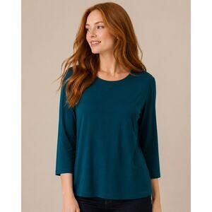 Christopher Banks Womens XL Teal 34 Sleeve Top Cotton Knit Casual